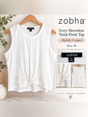 Zobha Ivory Twist-Front Sleeveless Tank